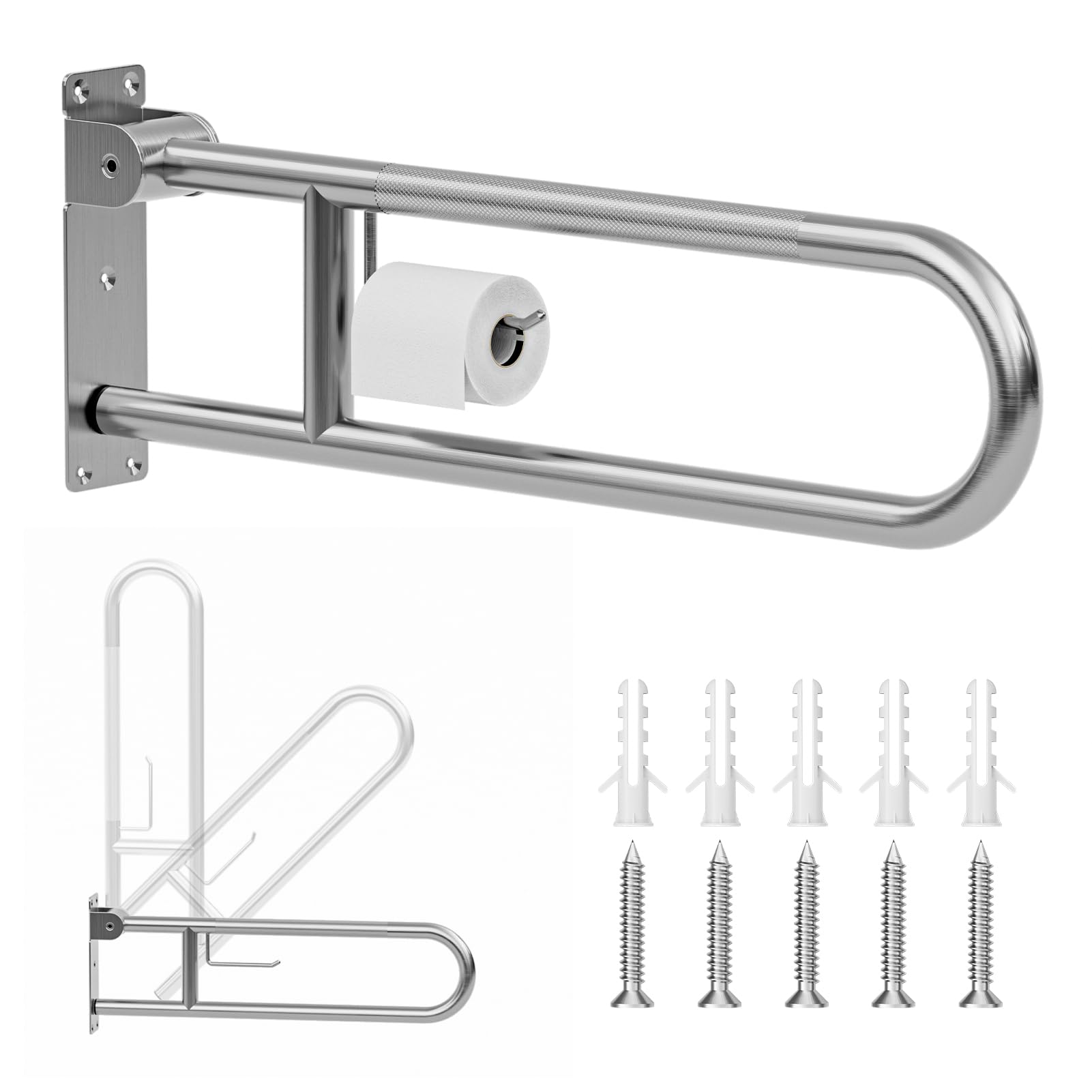 SPECILITE Rieles de seguridad de inodoro de acero inoxidable de 29.5 pulgadas