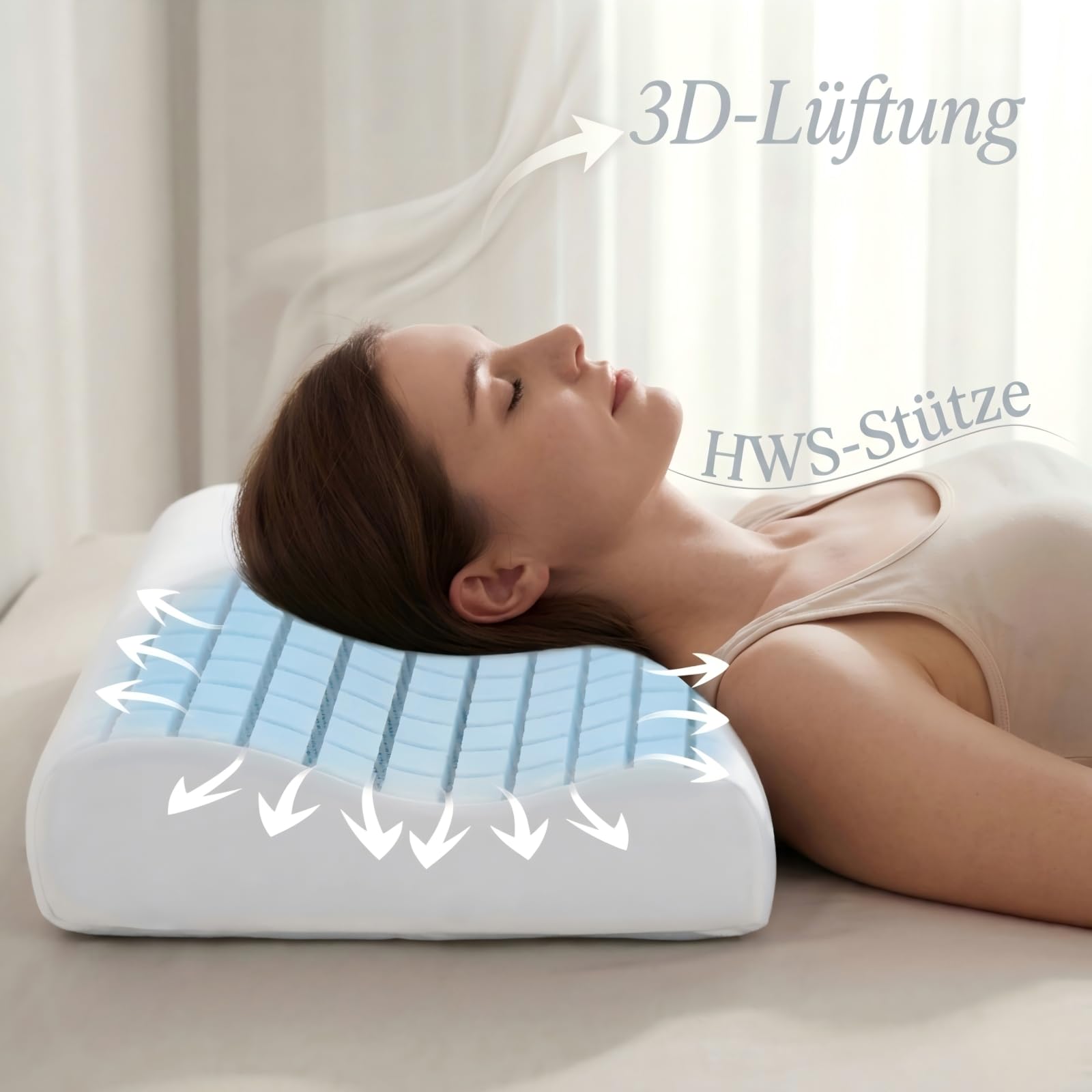 Newentor Almohada cervical de espuma viscoelástica ortopédica con 4 alturas de sueño, LullAnna Cloud Dream Öko-Tex100 para un sueño sin preocupaciones, color blanco