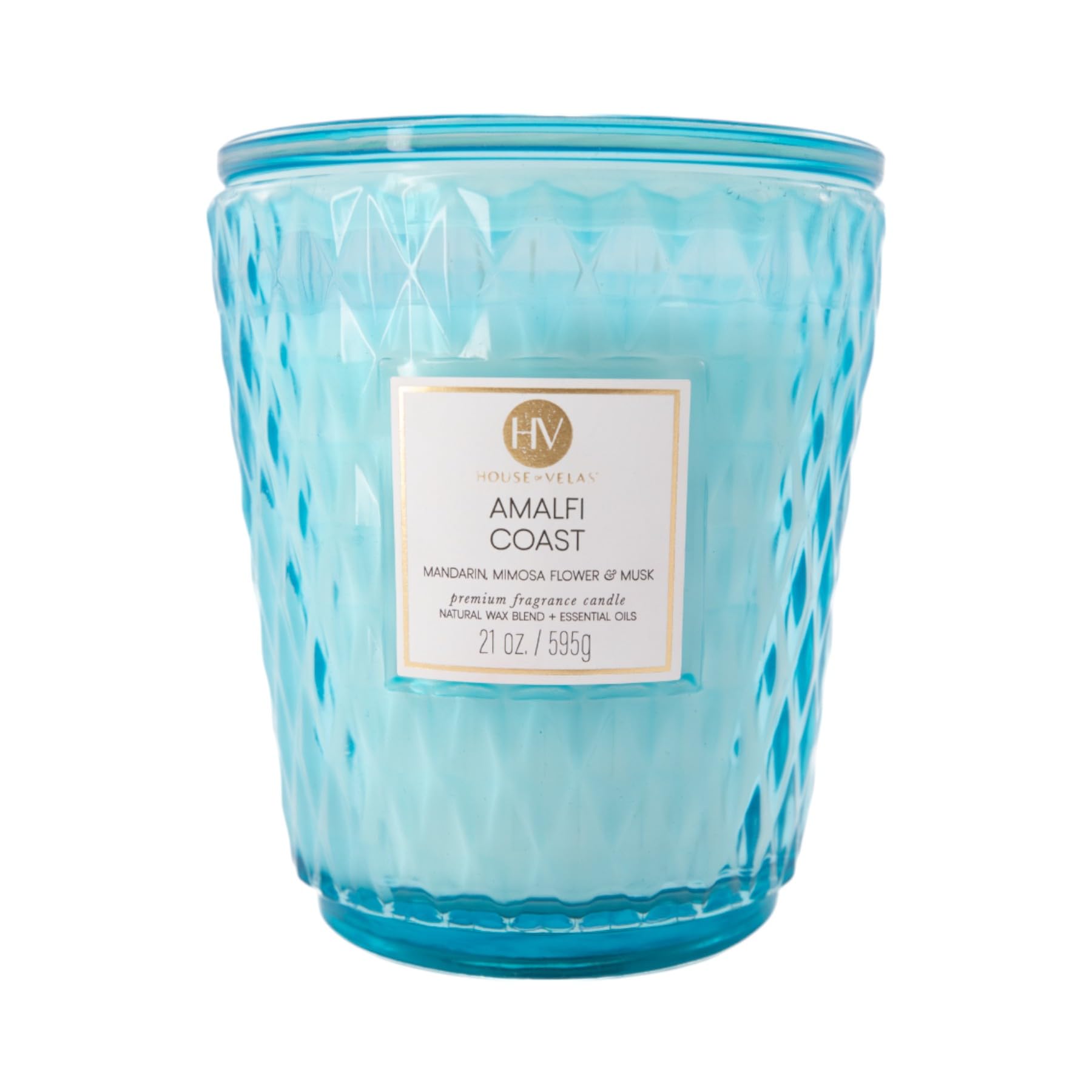 House of Velas Diamante Candle Collection, 595 g, 3 bawełniane knoty, wybrzeże Amalfi, duży szklany słoik