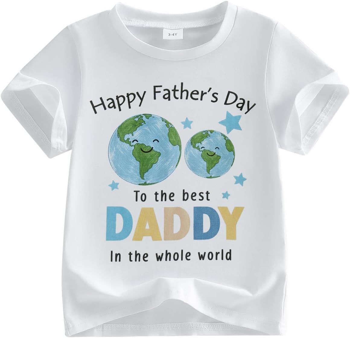 Kids Toddler Baby Boys Girls Father's Day Shirt Funny Letters Graphic Short Sleeve T-Shirt Summer Tops