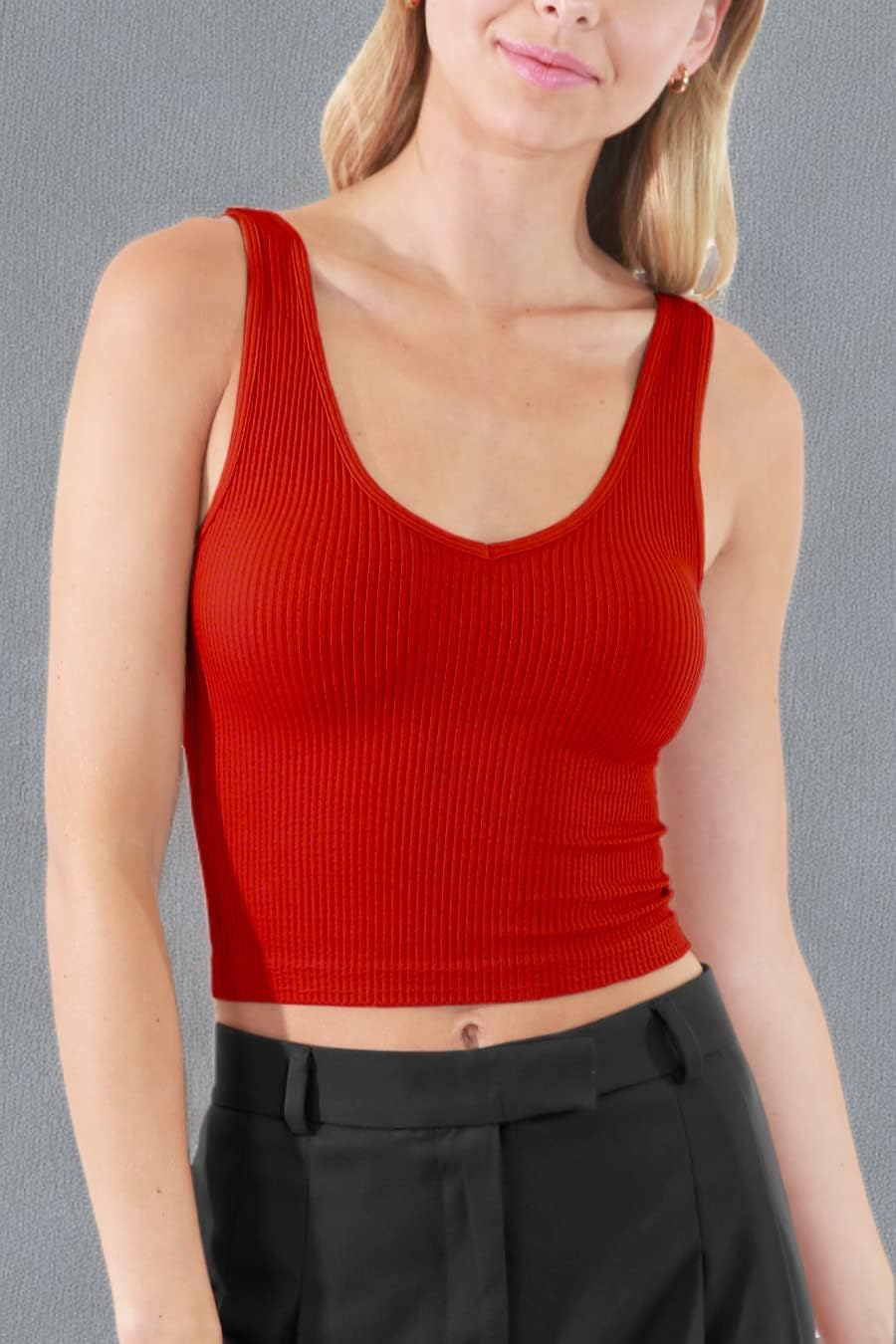 NIKIBIKI Women Seamless Reversible Ribbed Crop Top, Made in U.S.A, One Size - Image 2