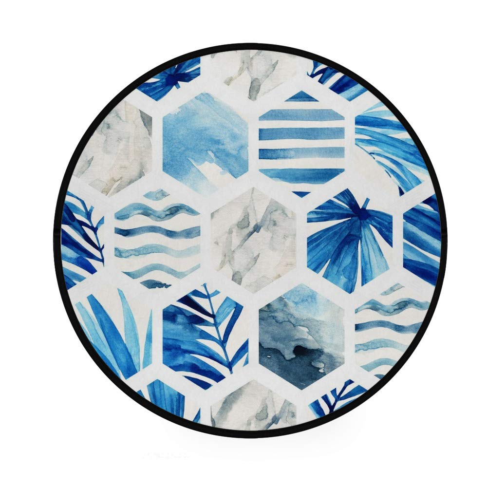 Paillasson rond en marbre bleu pour cuisine et salon