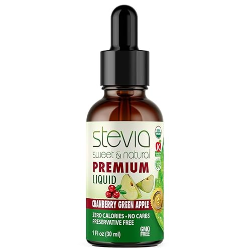 Gotas de stevia de manzana verde arándano de primera calidad, Stevia líquida orgánica, sustituto del azúcar, extracto 100% puro, todo naturalmente