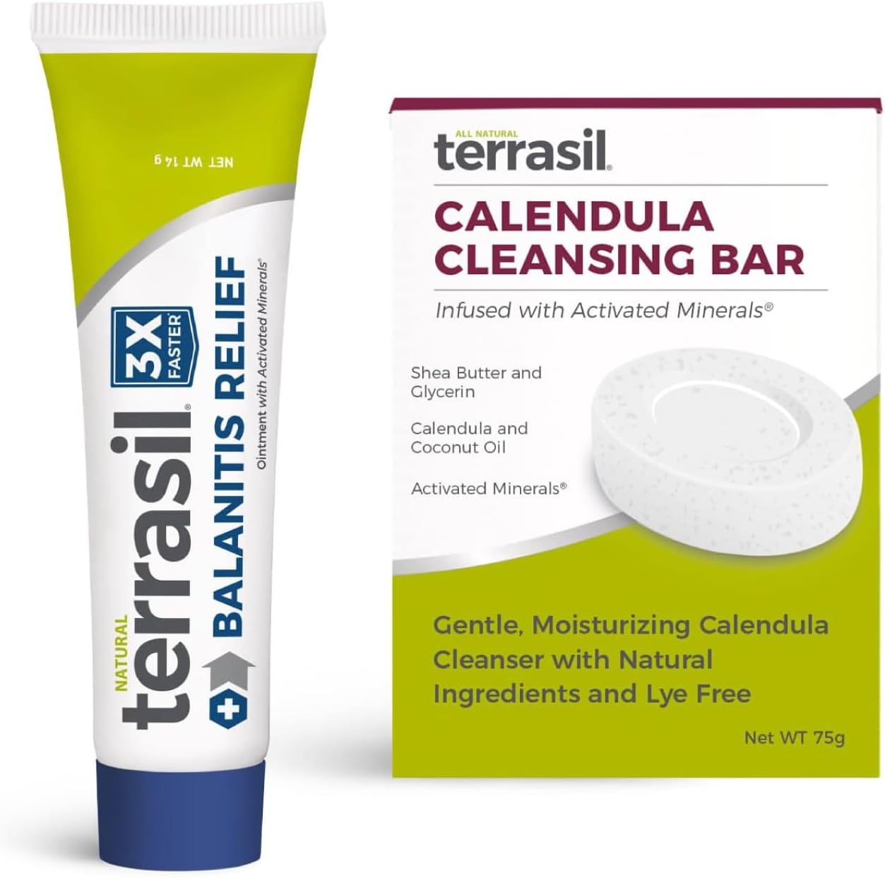 Balanitis Relief + Calendula Soap 2-Product Kit - Balanitis Treatment for Men, Natural Foreskin Ointment for Itch, Irritation & Redness Symptoms. Dermatologist Tested (.5oz Tube + Soap Bar)