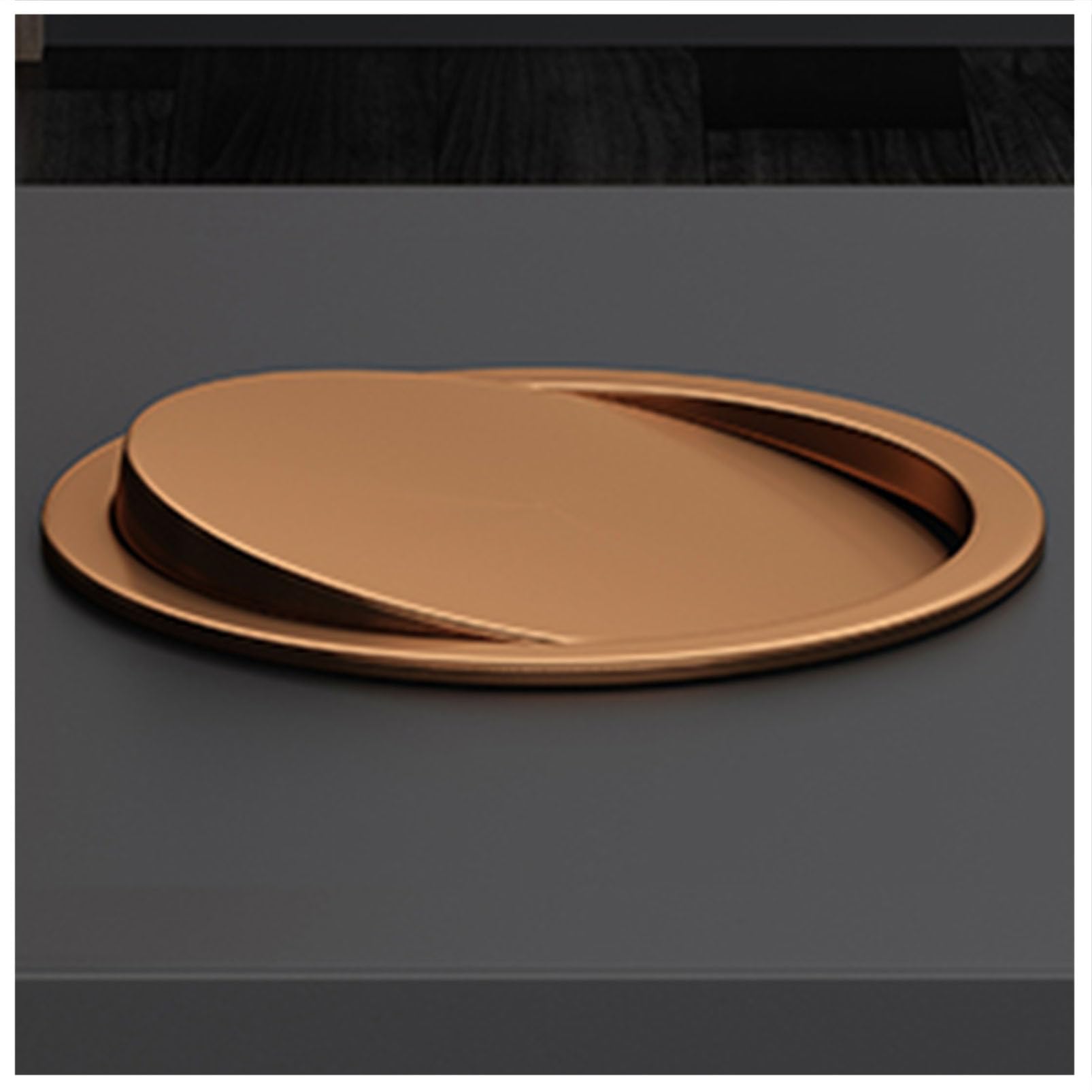 Stainless Steel Built-in Trash Can Lid for Kitchen Countertop - Hidden Waste Grommet with Swing Flap devise - 1pc(Rose gold,290mm)