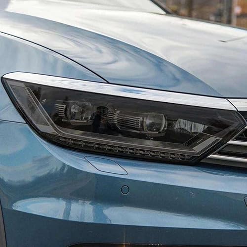 2枚入り 車用ヘッドライト保護フィルム スモークブラックティントラップ 透明TPU補修ステッカー フォルクスワーゲン VW パサート B8 2015-2021用
