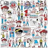 Where's Waldo 50ct Vinyl Large Deluxe Stickers Variety Pack - Laptop, Water Bottle, Scrapbooking, Tablet, Skateboard, Indoor/Outdoor