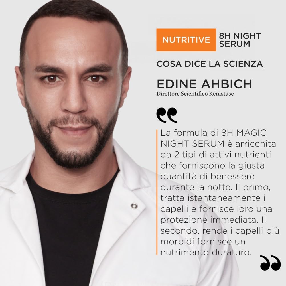 Kérastase, Nutritive, Siero Notturno Nutriente, Per Capelli Secchi, Azione Rivitalizzante, Con Proteine di Origine Vegetale e Niacinamide, Siero Notturno 8h Magic Night Serum, 90 ml