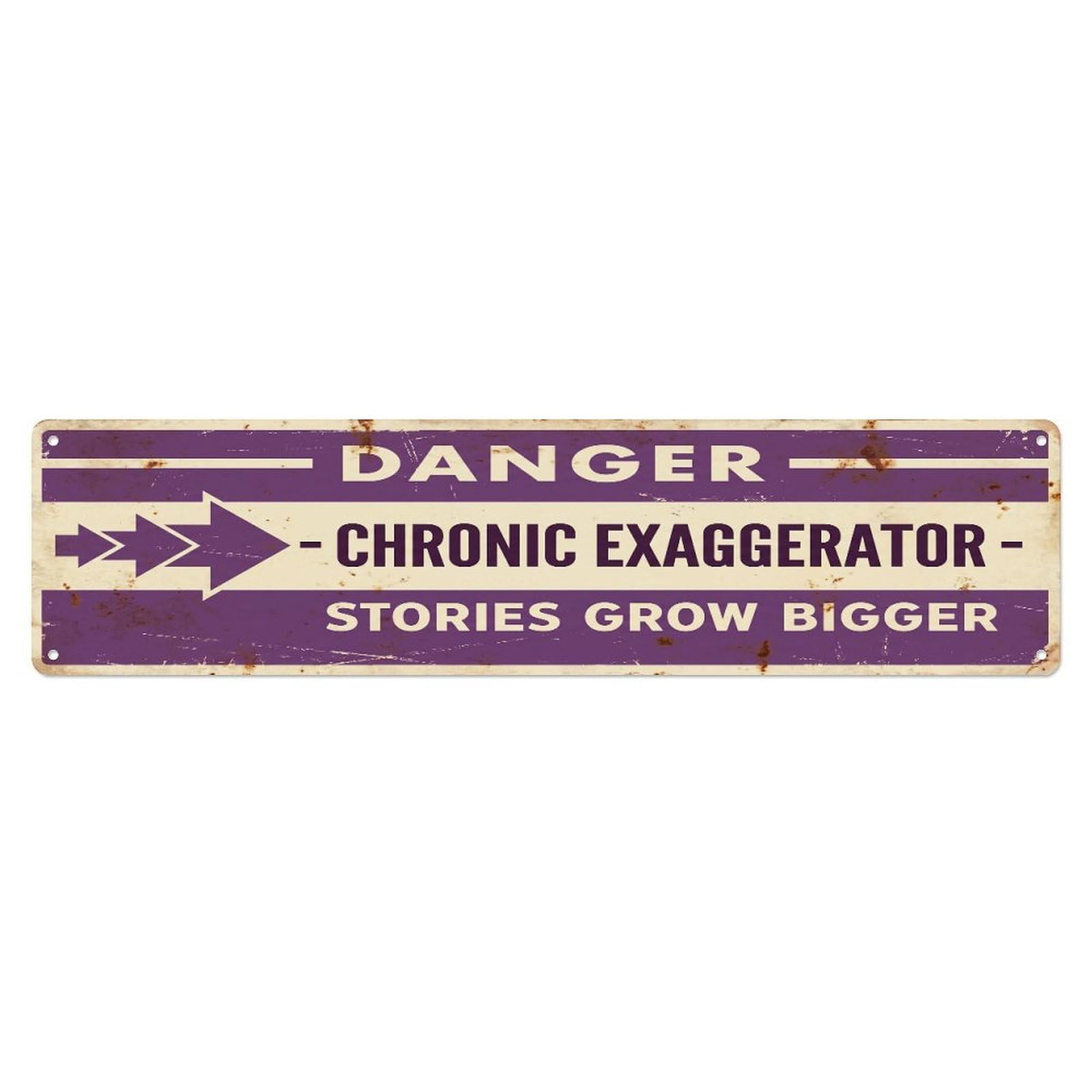 Fqcyn Style Metal Tin Sign Vintage Funny Danger Chronic Exaggerator Warning