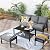 HOOOWOOO Outdoor Patio Furniture Set 4 Pieces Modern 3-Seat Sofa with Ottoman Coffee Table Wicker Patio Conversation Set Bistro Set for All Weather,Dark Gray Cushion