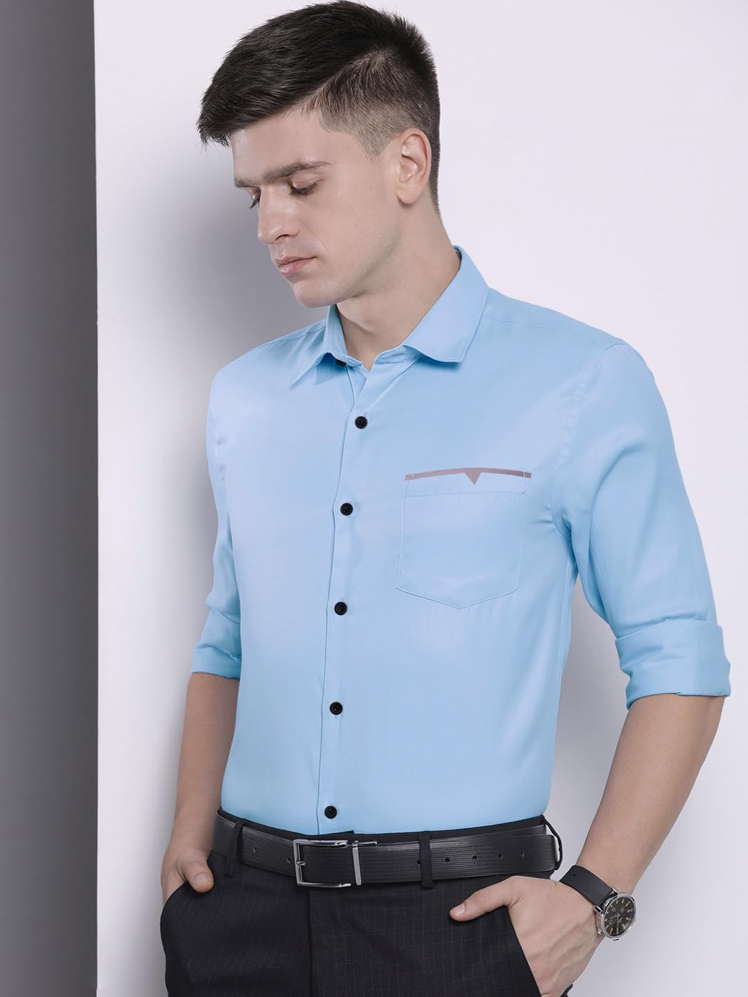 CB-COLEBROOK Camicia da uomo tinta unita a maniche lunghe resistente alle pieghe regular fit cotone chic tinta unita camicie formali per gli uomini