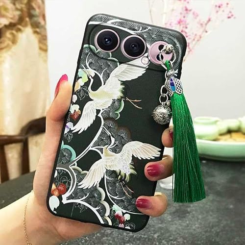 Phone Case Compatible with Honor 500 Pro China, Tassel Soft case Durable Dirt-resistant Chinese Style Anti-dust TPU Bell Waterpr