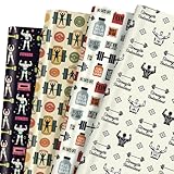 Pineraap Weight Lifting Wrapping Paper, Fitness Wrapping Paper 12 Sheets Workout Gym Themed Designs Gift Wrap for Bodybuilders, Fitness Lovers, Gyms, 20'×28'