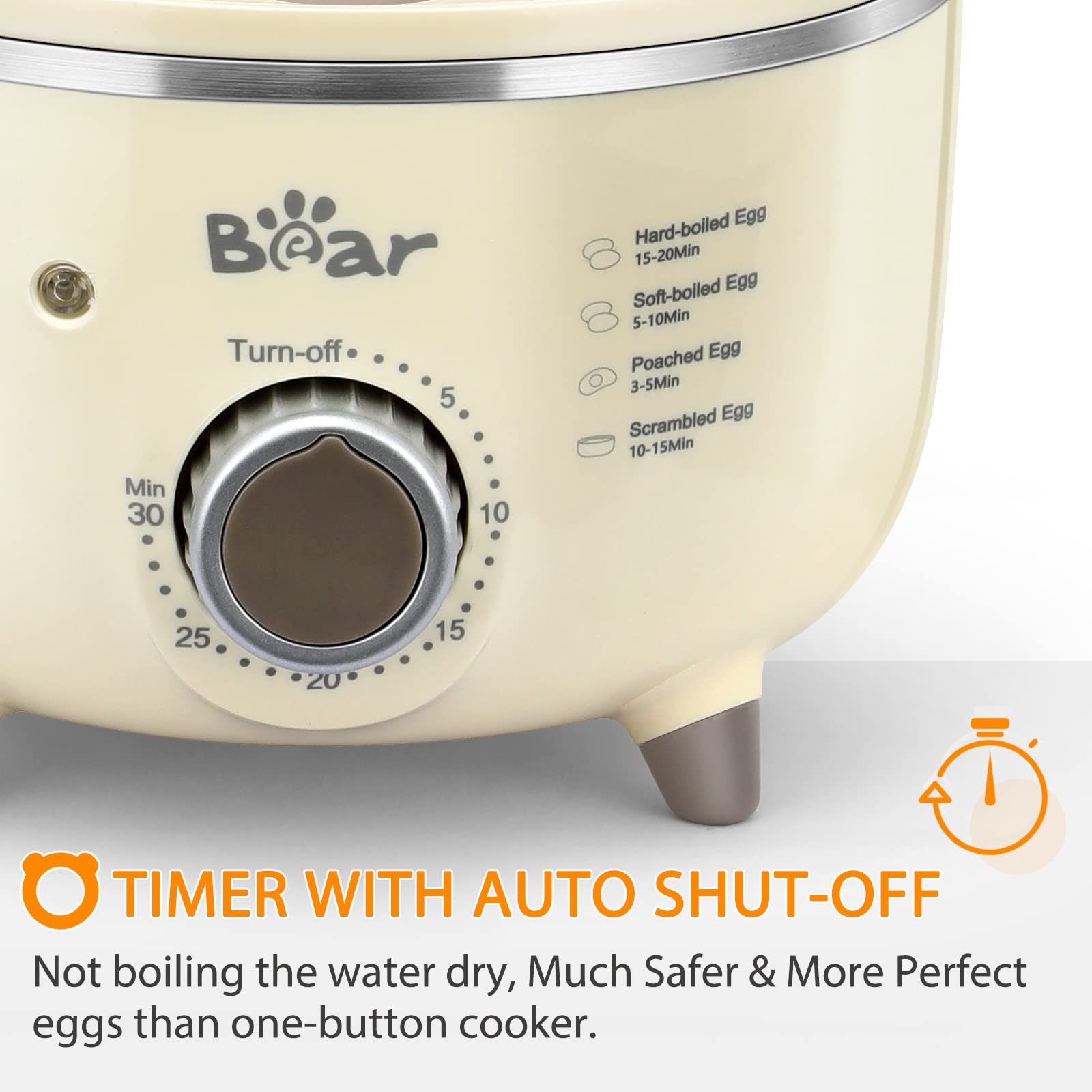 Bear Egg Cooker,14 Egg Capacity Rapid Electric Egg Cooker with Auto Shut-Off Timer for Hard Boiled Eggs, Poached Eggs, Scrambled Eggs, or Omelets,Single or Double Layer Use