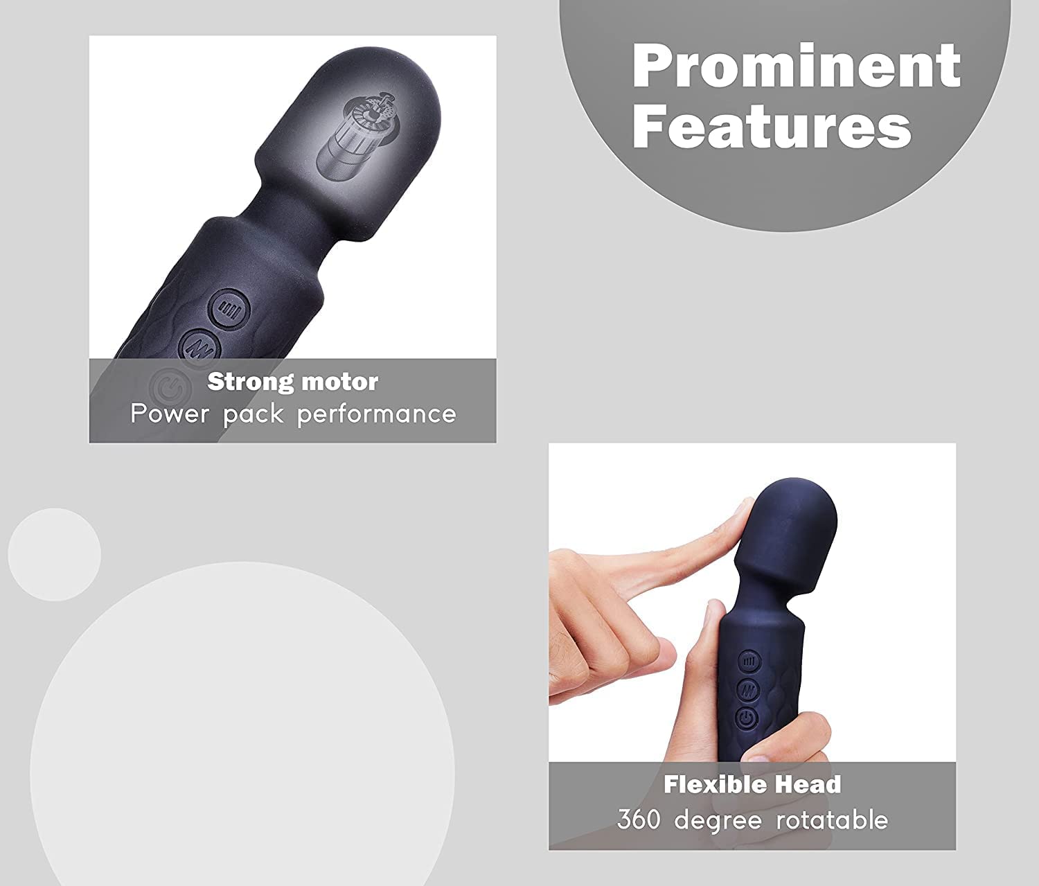 Personal Electric Body Massager 20+ Vibration Modes,Rechargeable, Handheld, Cordless, Waterproof, for Women and Men, Flexible Head for Targeted Compression (Naughty Purple)