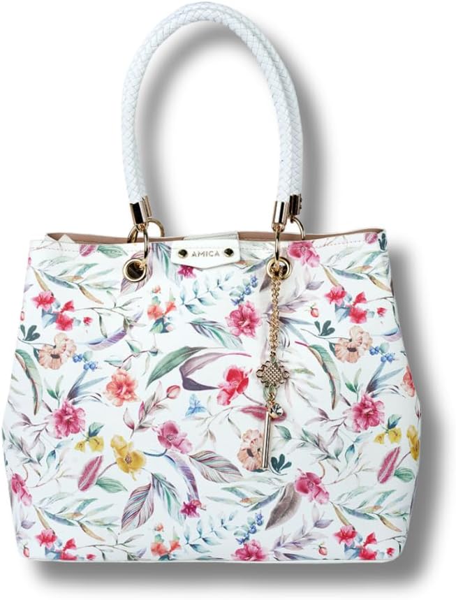 AMICA Amoura Floral Printed Leather Satchel Handbag for Women