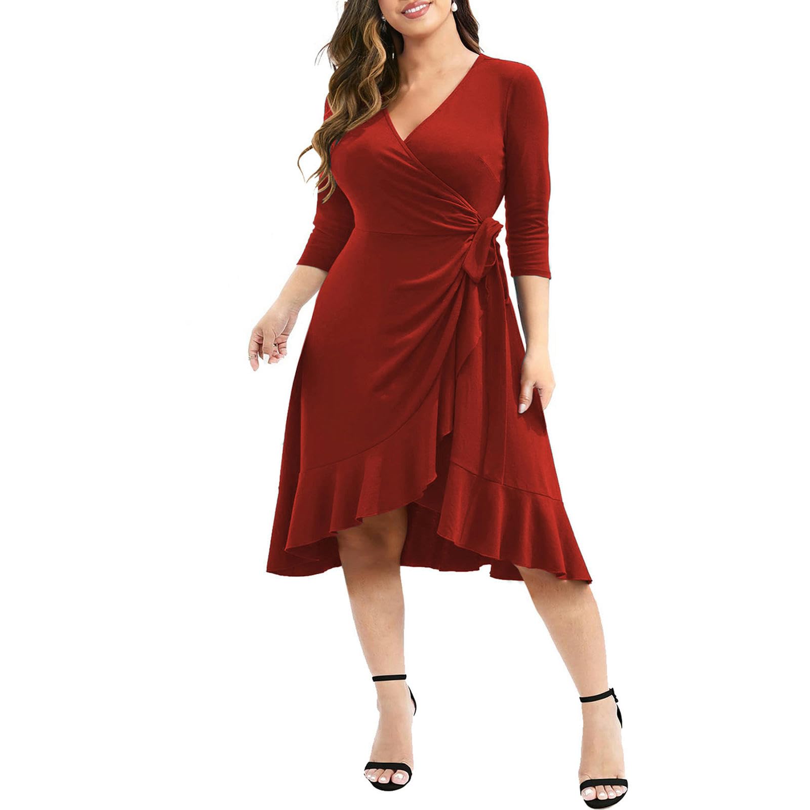 Robe à manches courtes ample col en v pour rester au frais avec style au printemps