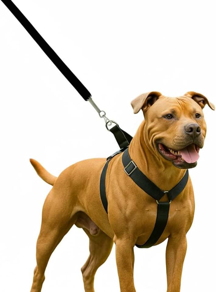 Peitoral Americano Premium para Cães Grandes, Material Super Resistente, Ajustável 360°, Sistema Anti-Puxão, com Guia (Preto)