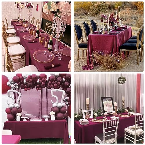 Image of 4 Pack Rectangle Tablecloth 60x102 Inch Burgundy Washable Polyester Table Cover for Wedding Dining Table Buffet Parties Banquet Decoration(Burgundy)