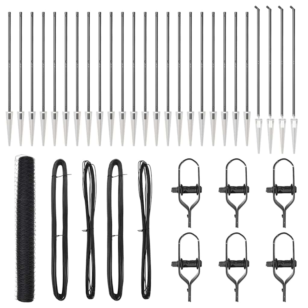 Outdoor Fence Post Grey 50 x 1.4 m 36 mm Mesh Steel and PVC Garden Security Barrier Kit Weather Resistant Corrosion Proof Easy Assembly for Terrace Yard