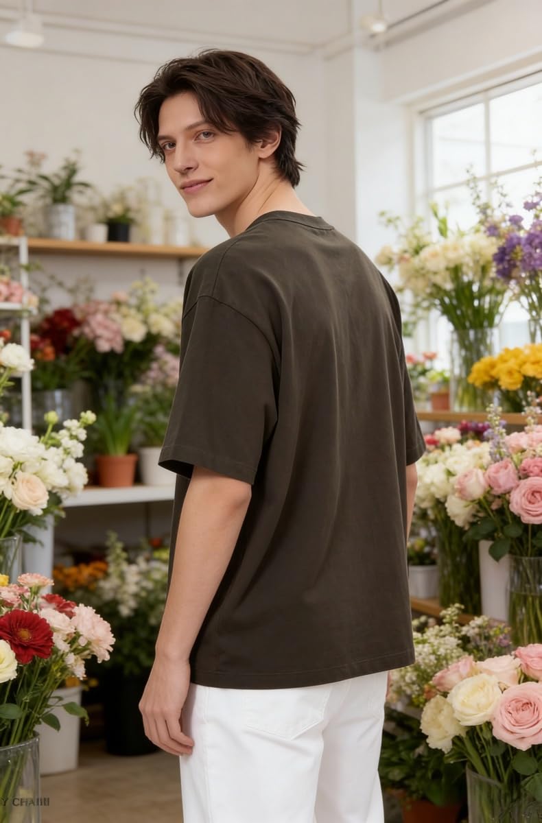 Confezione da 4 magliette oversize da uomo a girocollo a maniche corte, magliette basic casual streetwear