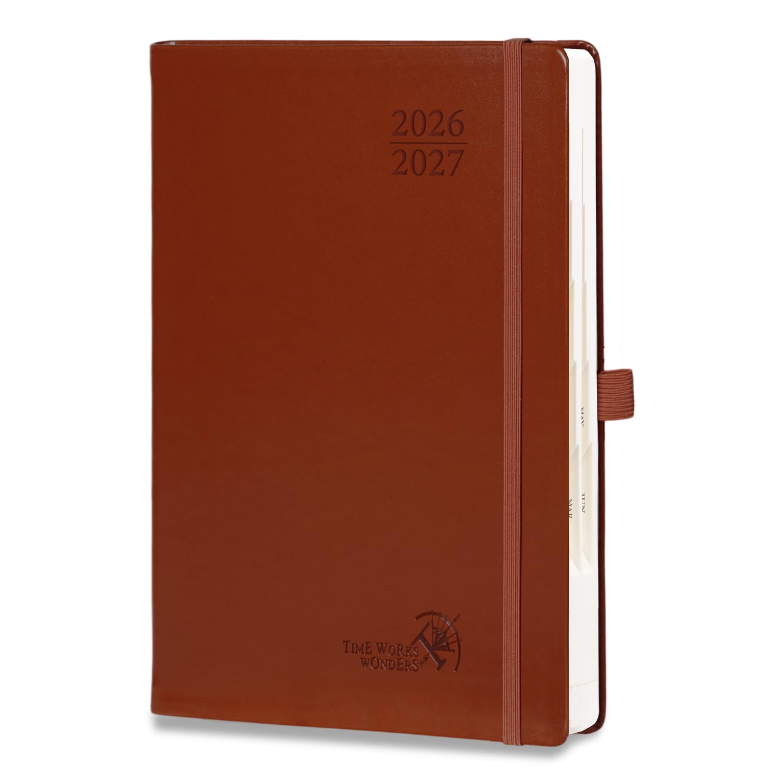 POPRUN Tagesplaner 2026–2027, eine Seite pro Tag, (A5-Größe 14,5 x 21,6 cm), akademischer Planer (Juli 2026–Juni 2027), stündliches Terminkalender mit Hardcover, monatlichen Registerkarten und