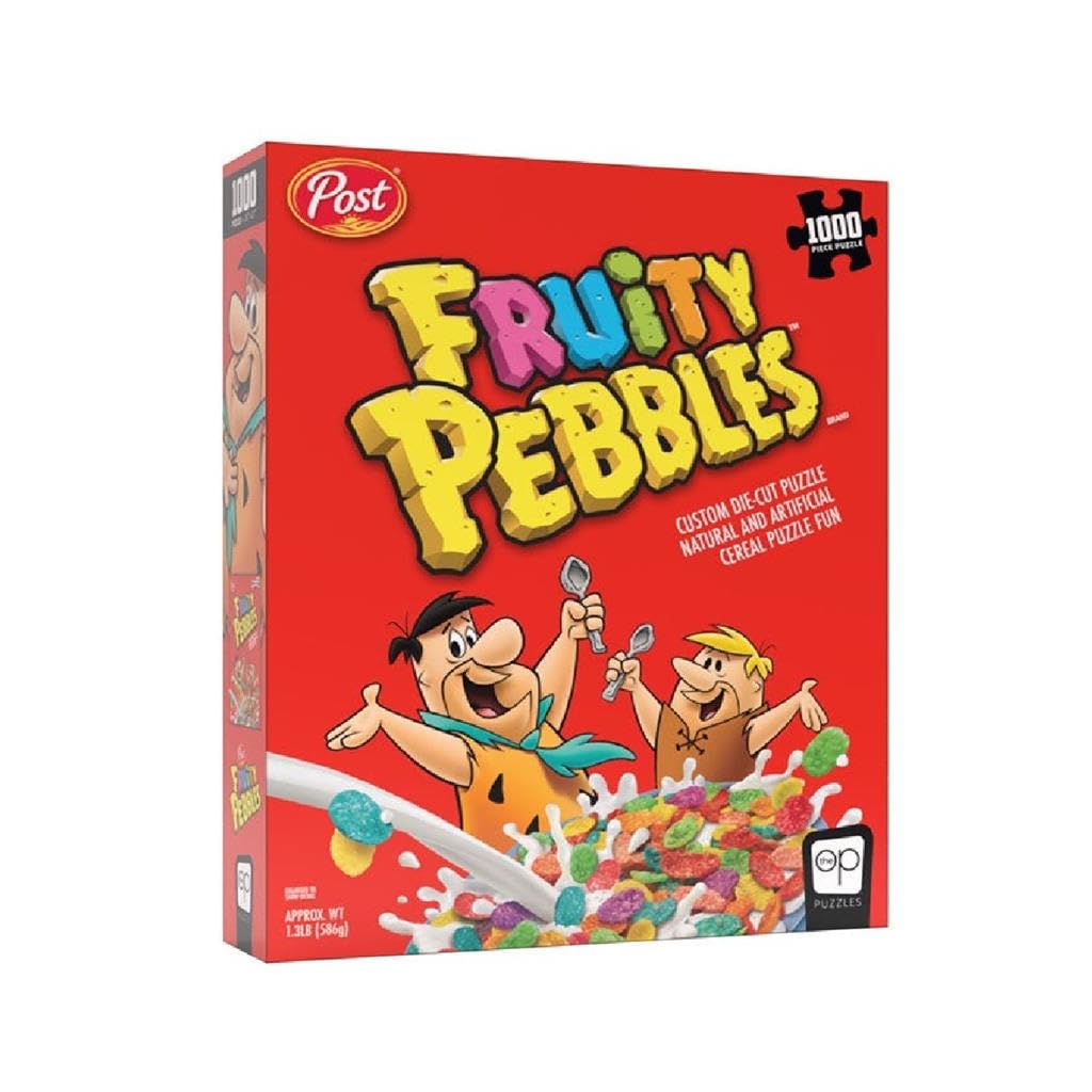 Fruity Pebbles 1000 Piece Jigsaw Puzzle | Collectible Puzzle Featuring Classic Kids Cereal Box with Fred Flintstone and Barney Rubble | Officially-Licensed Post Breakfast Cereal Puzzle & Merchandise