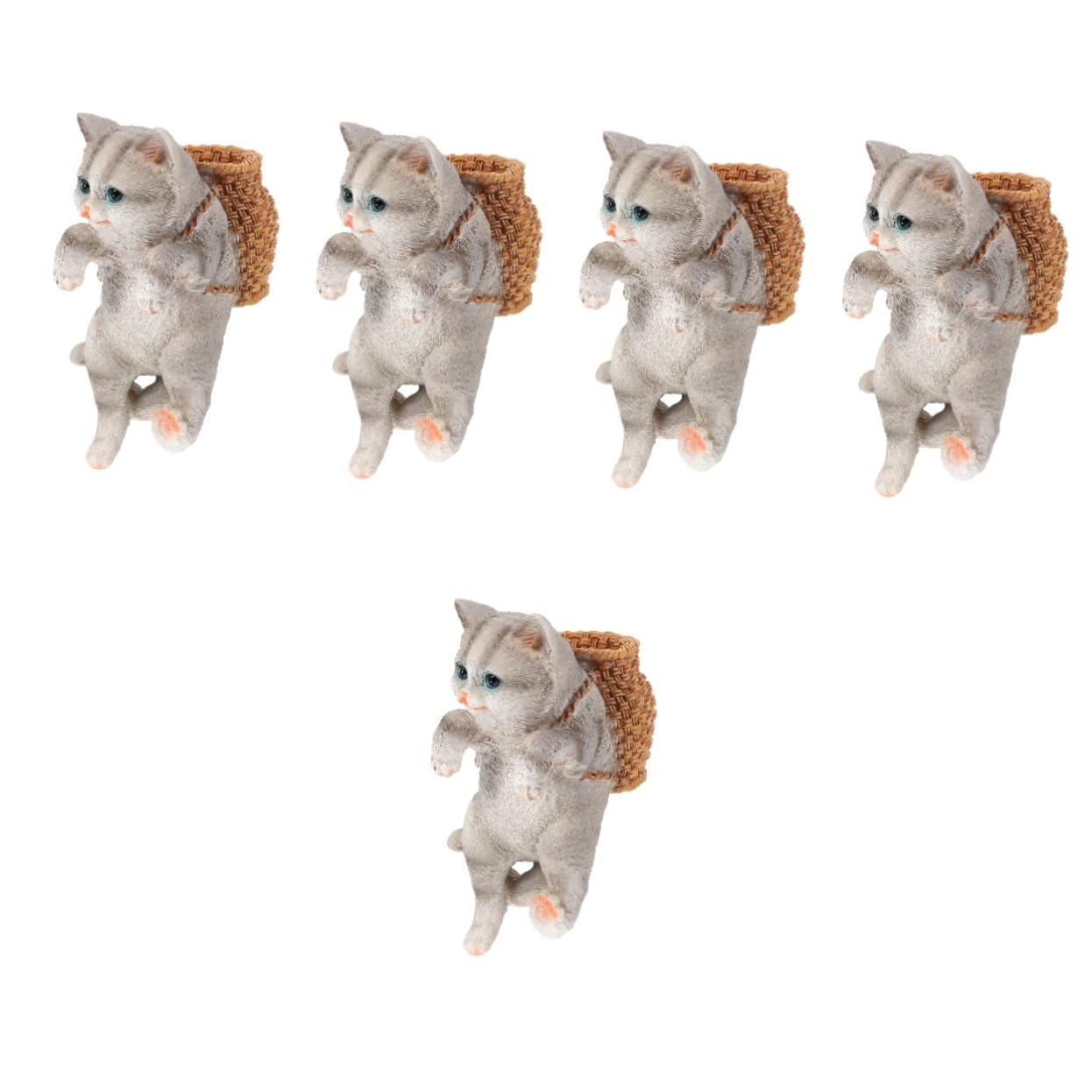 POPETPOP 5 Piezas Adorno de Gato de pecera acuarios Aquarium aquário Juguetes para Gatos Gatito Felpa maceteros decoración de Gato pequeño decoración de Gato de Dibujos Animados Resina