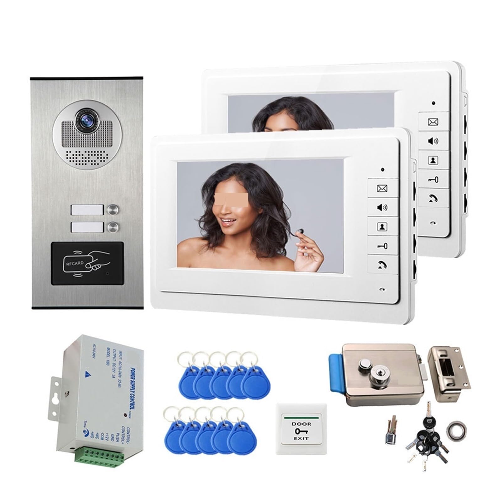 Interphone Multi-Appartement Vidéo 7 Pouces avec Lecteur RFID pour Immeuble et Bureau