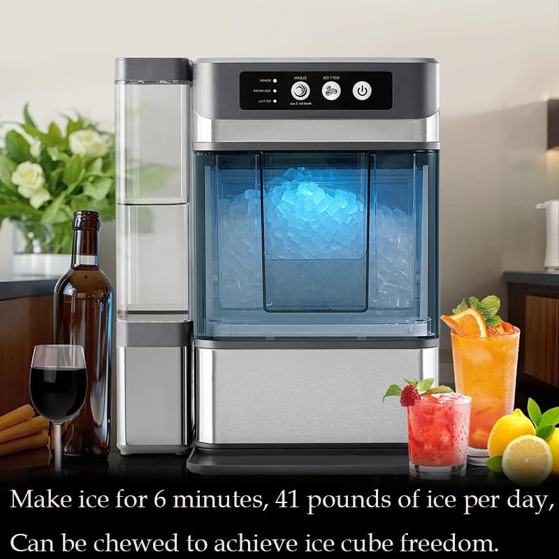 Large Capacity Ice Makers Countertop One-Click Operation Self-Cleaning Portable Ice Maker 41lbs/24H with There is A Detachable 3L Water Tank for Home,Office,Bar on Fridge.com