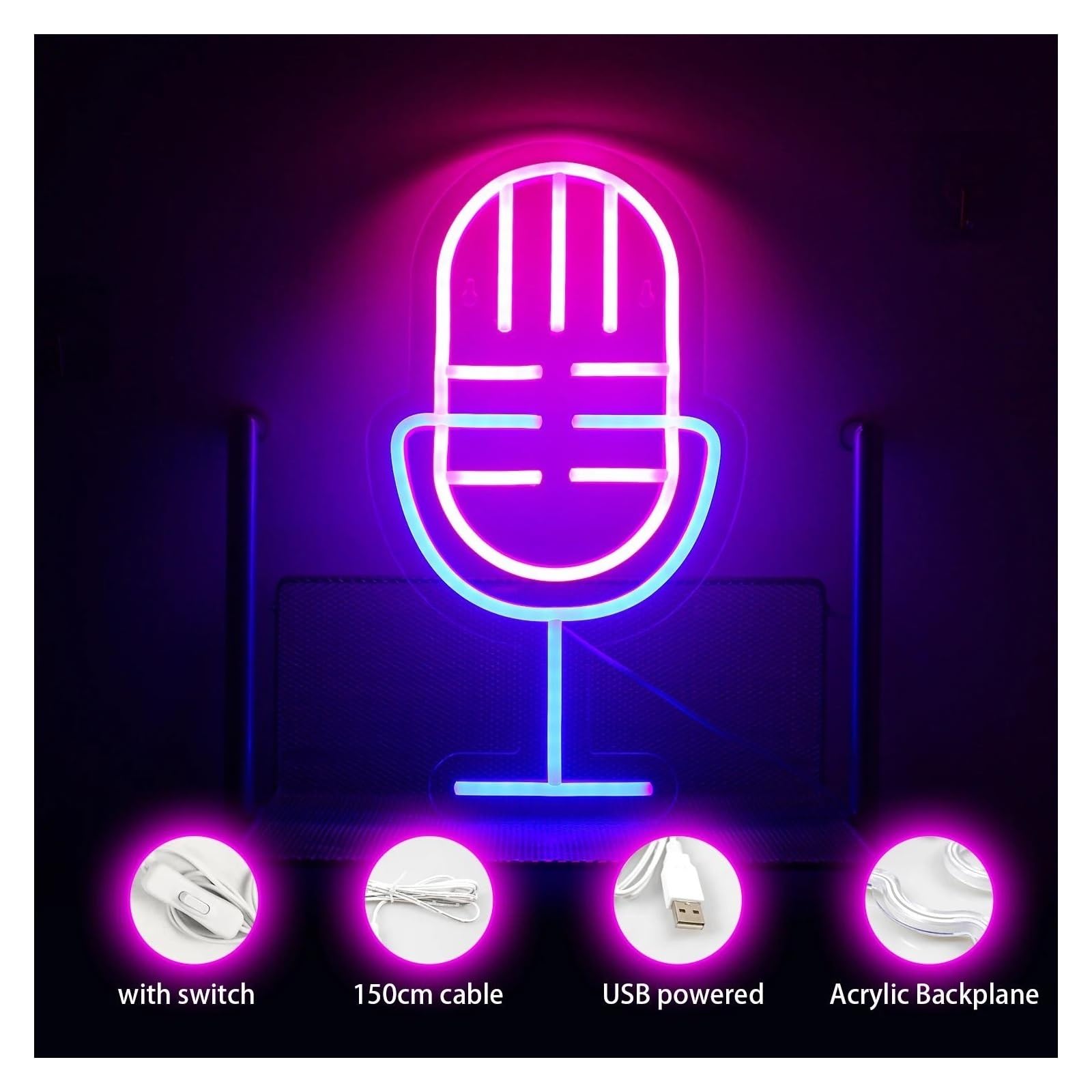 Letrero de neón Luces de neón para micrófonos para fiestas decoración luces para comedor dormitorio hogar pared bodas