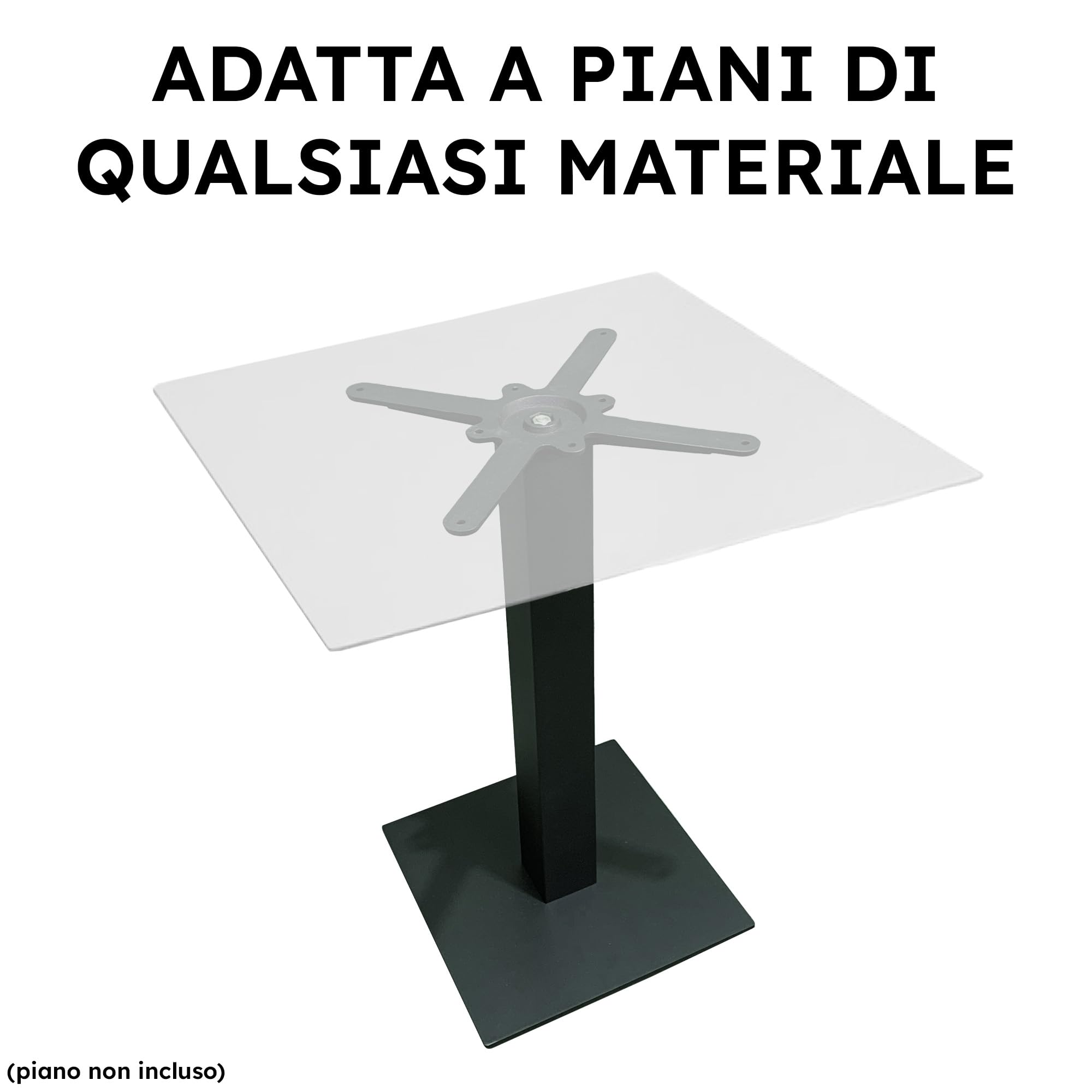 Sicignano | Base de mesa de hierro de 75 cm de altura – Universal, estable, apta para tableros de madera de mármol – Robusta y fácil de montar para casa, bar, restaurante u oficina (liso), color negro