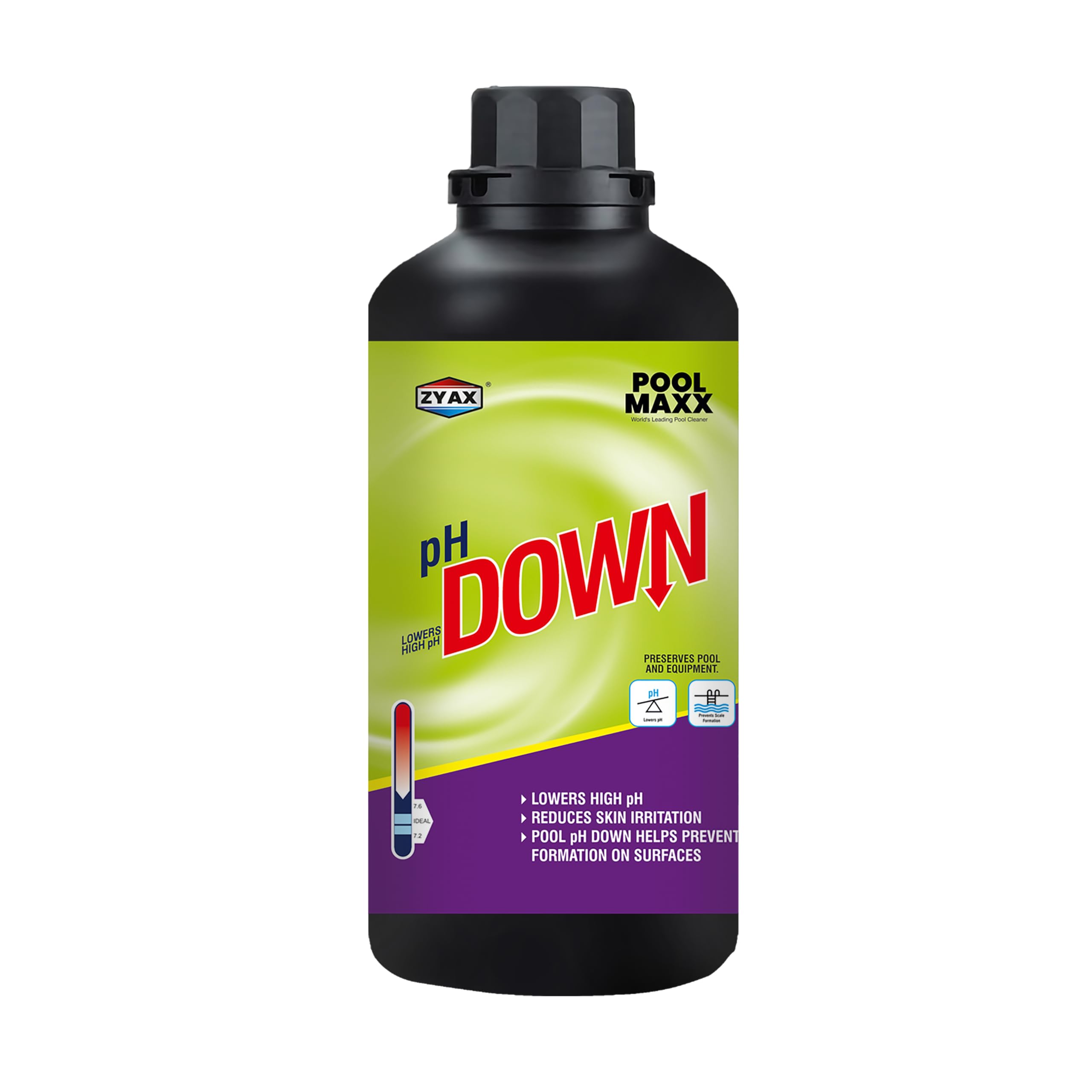 Zyax Pool Maxx pH Down | Prevents Eye Irritation in Swimmers, Protects Swimming Pool Surface and Equipment from Hard Water Scale, Increase Chlorine Effectiveness | 1 Litre-image-47
