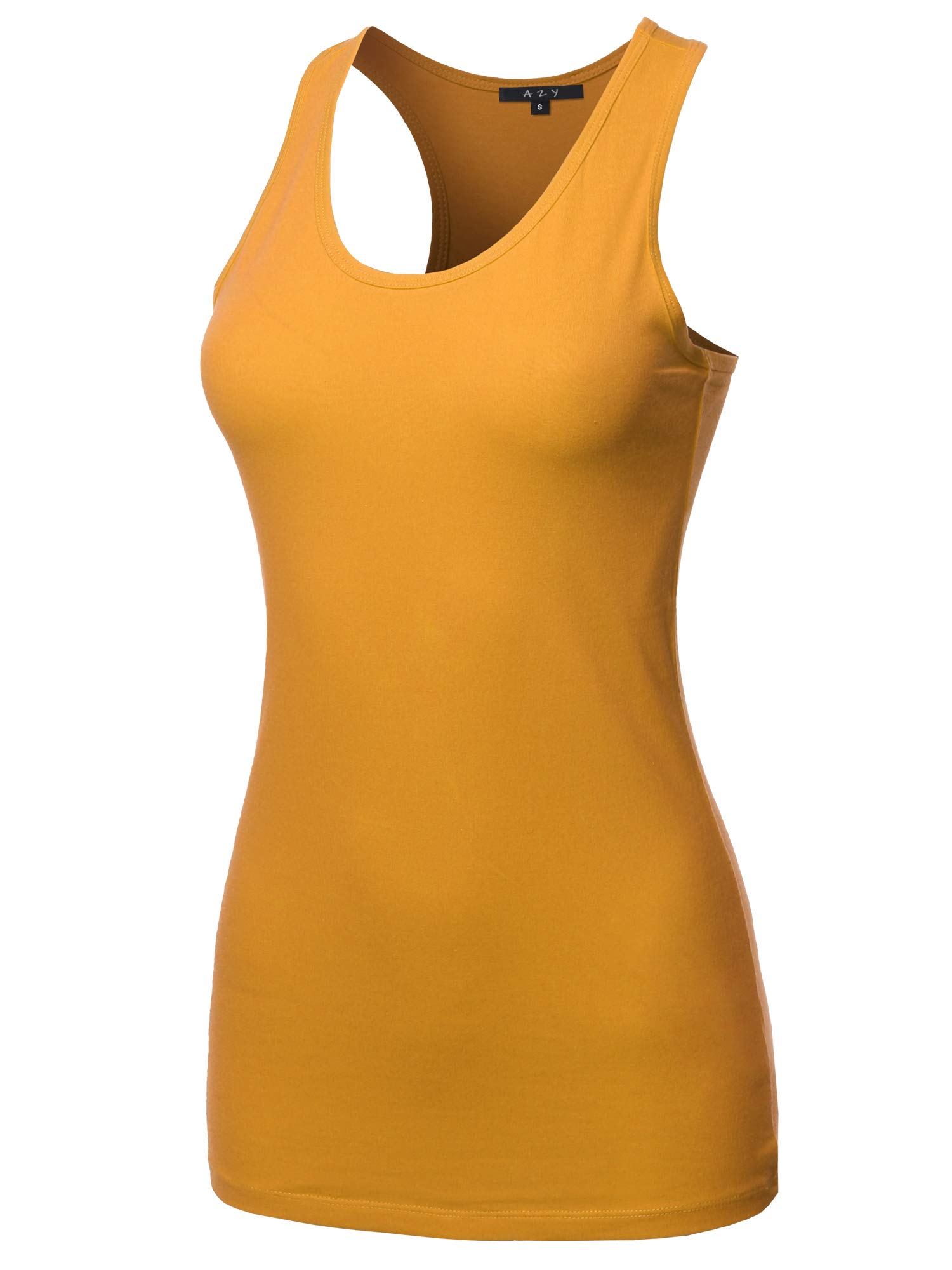 A2Y Women's Basic Solid Soft Cotton Scoop Neck Racer-Back Tank Top