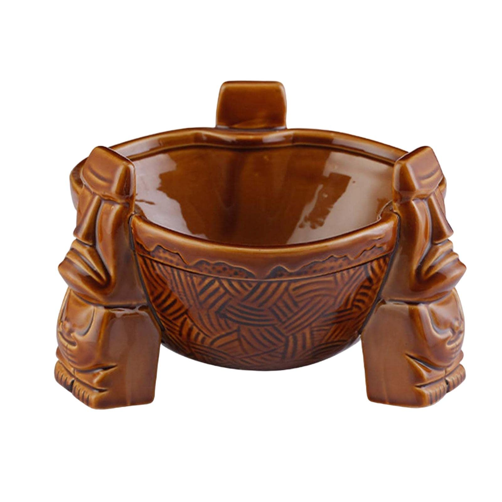 F Fityle Bol à Punch en céramique ML, de Pendaison de crémaillère, s ennes, à Cocktail, Bol Tiki pour soirées à thème Tiki, Brun