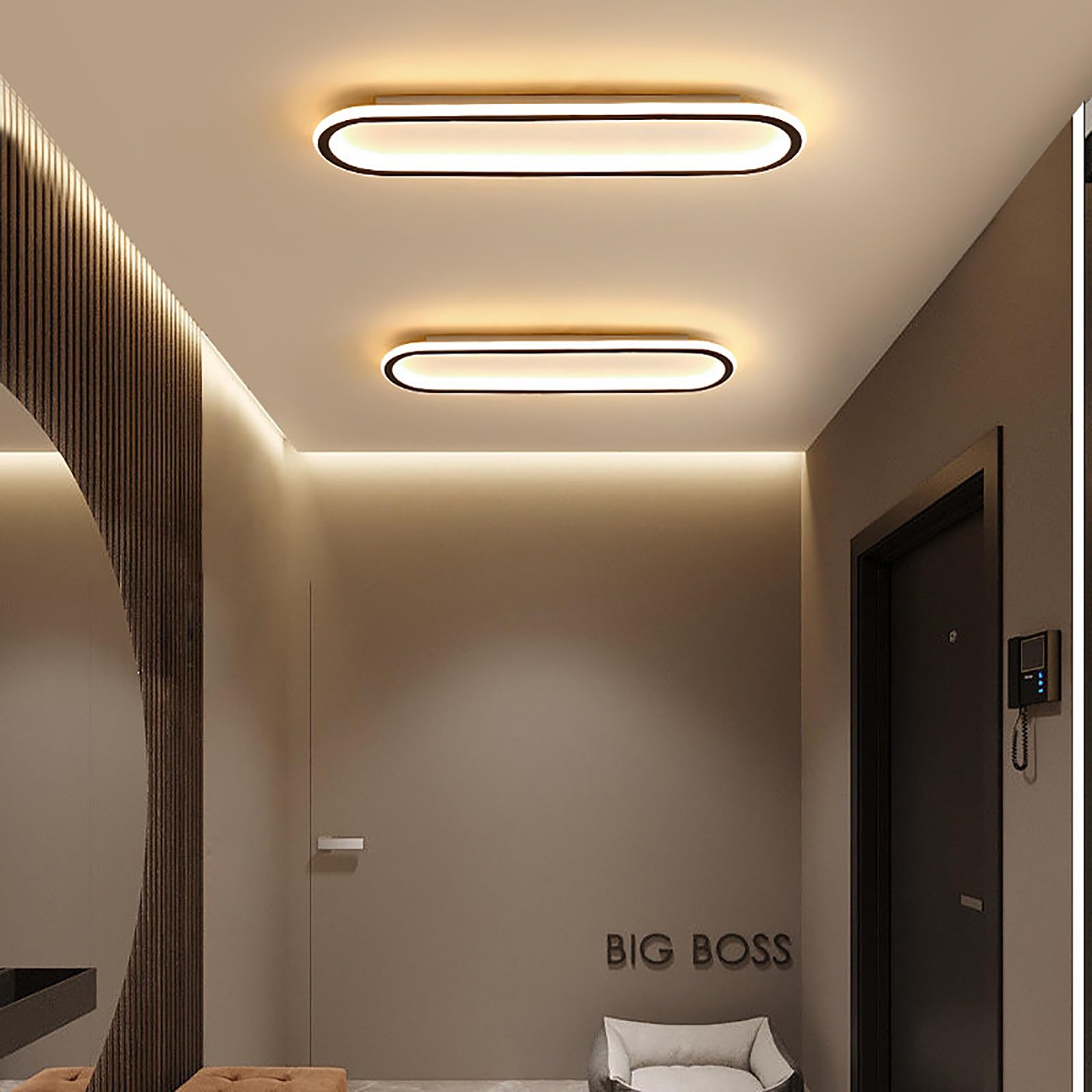 Lámpara de techo LED regulable con Mando Distancia 2700-6500K Moderna Plafon Luces Techo Largas Espectro Completo pantalla de acrílico Para Dormitorio Cocina Armario Pasillo (Oro,80CM)