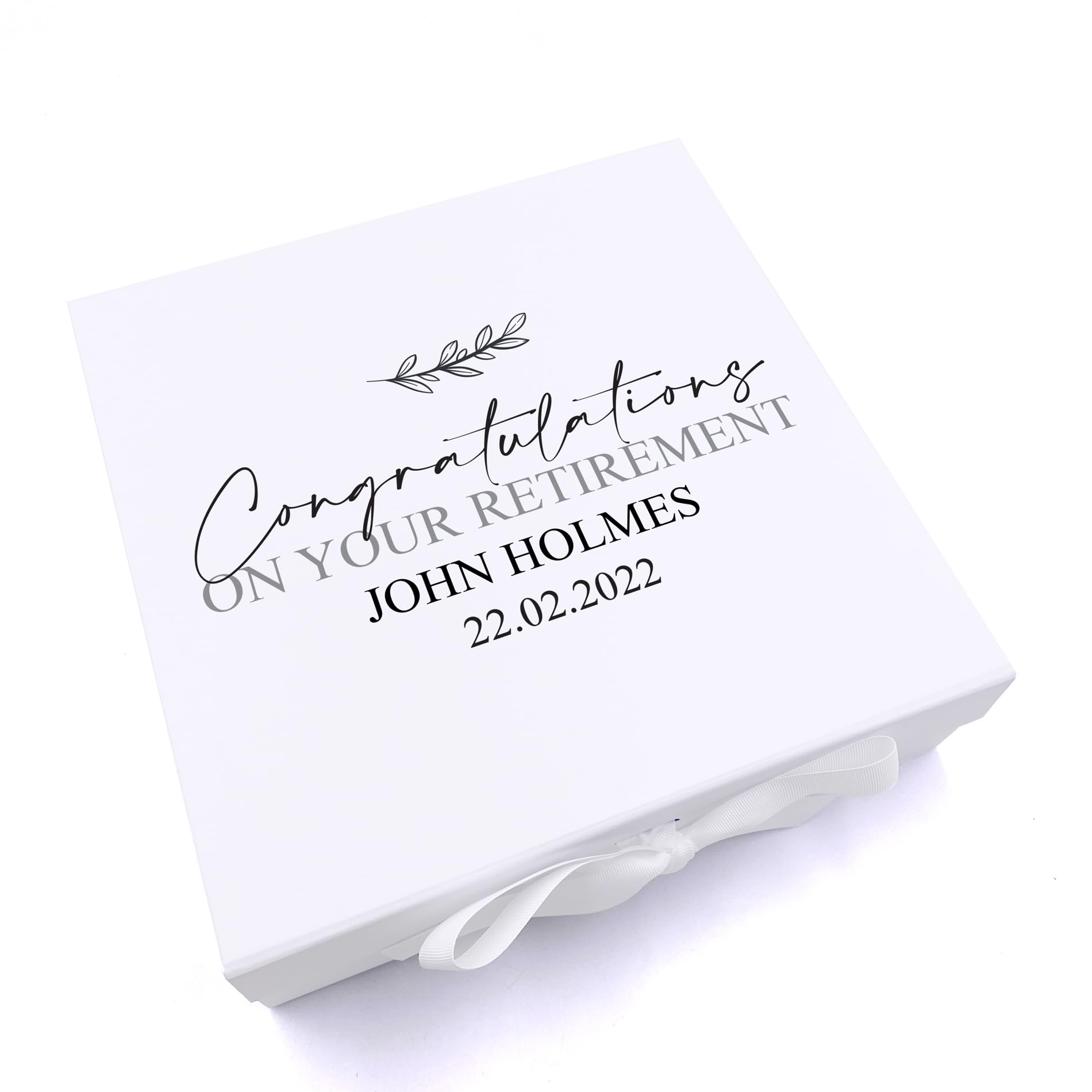 Ukgiftstoreonline White Personalised Retirement Gift Keepsake Box Memory Keepsake (Large)
