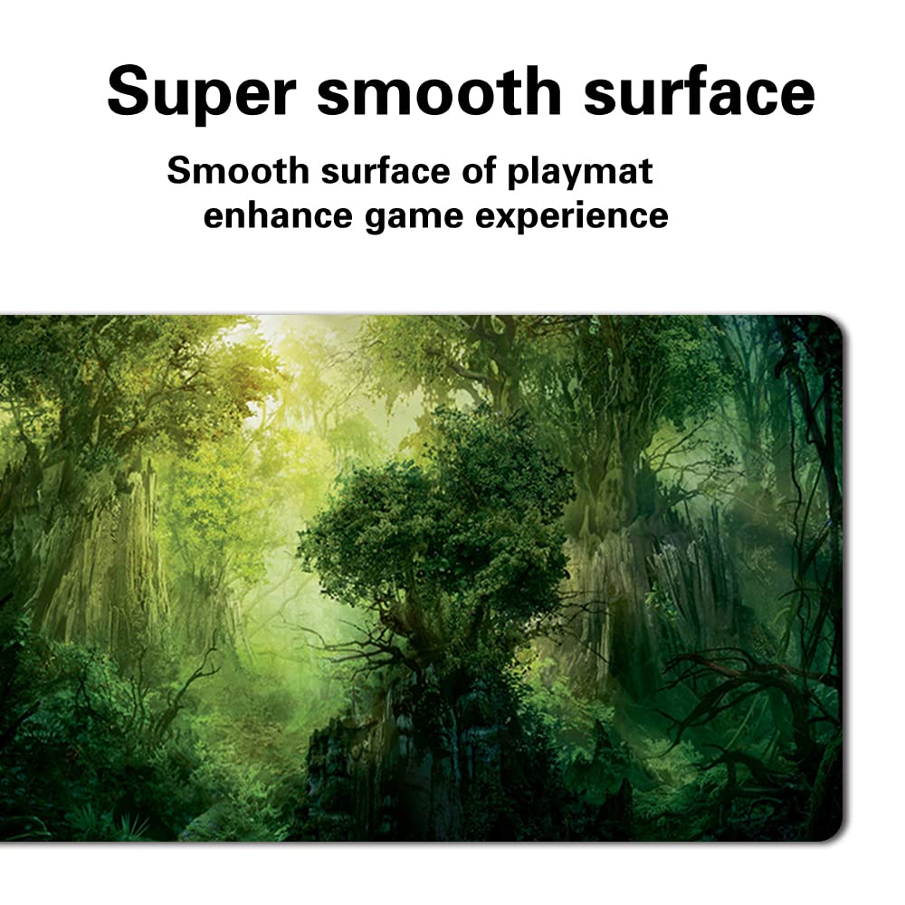 Four Leaves MTG Tappetino da gioco + sacchetto impermeabile, Gioco da tavolo TCG Card Game Table Mat 60 x 35 cm Mouse Pad compatibile con MTG TCG (Green Mana Fores) 20220823
