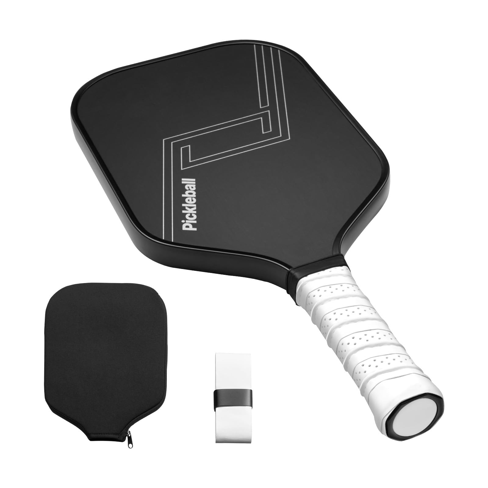 Happybuy Pickleball Paddle - T700 Carbon Fiber Surface and Honeycomb Core. Offers Enhanced Power, Control, and Spin. Professional Pickleball Racket for Adults, Both Men and Women. Black