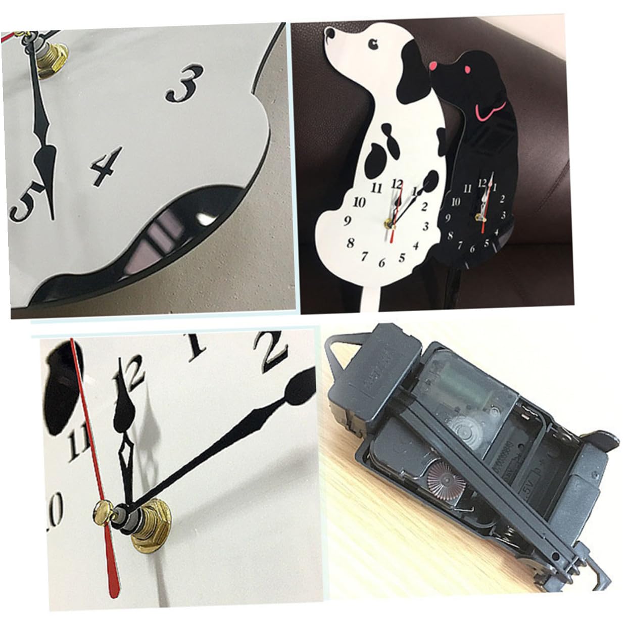 Reloj Material Ecológico y Duradero Acrílico de Pared Creativo Diseño de Perro Moteado Silencioso y Preciso, Adecuado para Cocina o Habitación Infantil