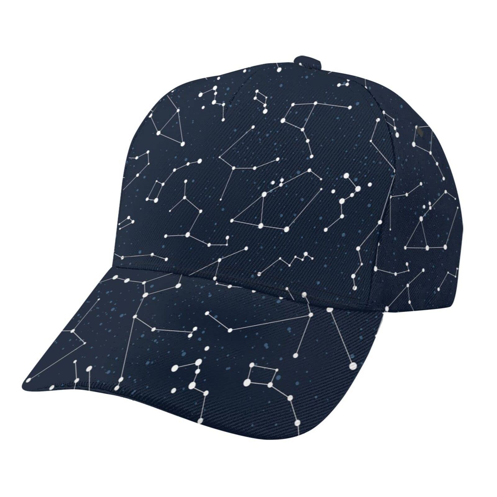 GenericHat Constellations Baseball Cap Sky Map Stars Pattern Andromeda Cygnus Lyra Hercules Draco Bootes Dark Blue Adjustable Snapback Hats Ball Hat Sport Caps for Men Women Fashionable