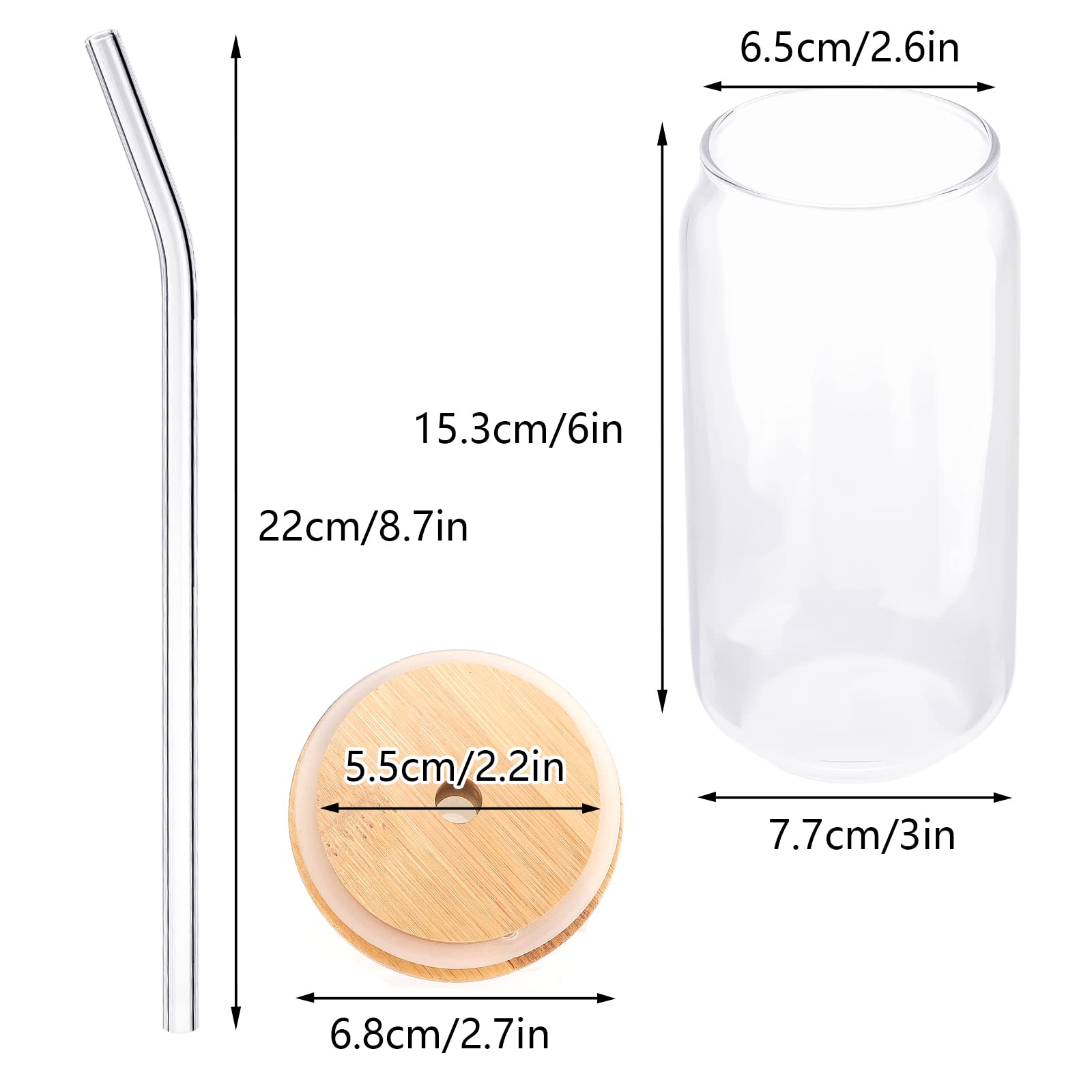 2 szklanki do piwa, 368 ml, zestaw puszek do piwa z pokrywką i słomką, szklane kubki w kształcie puszki, szklanki do mrożonej herbaty, wielokrotnego użytku, do kawy mrożonej, koktajli, wody, wody,