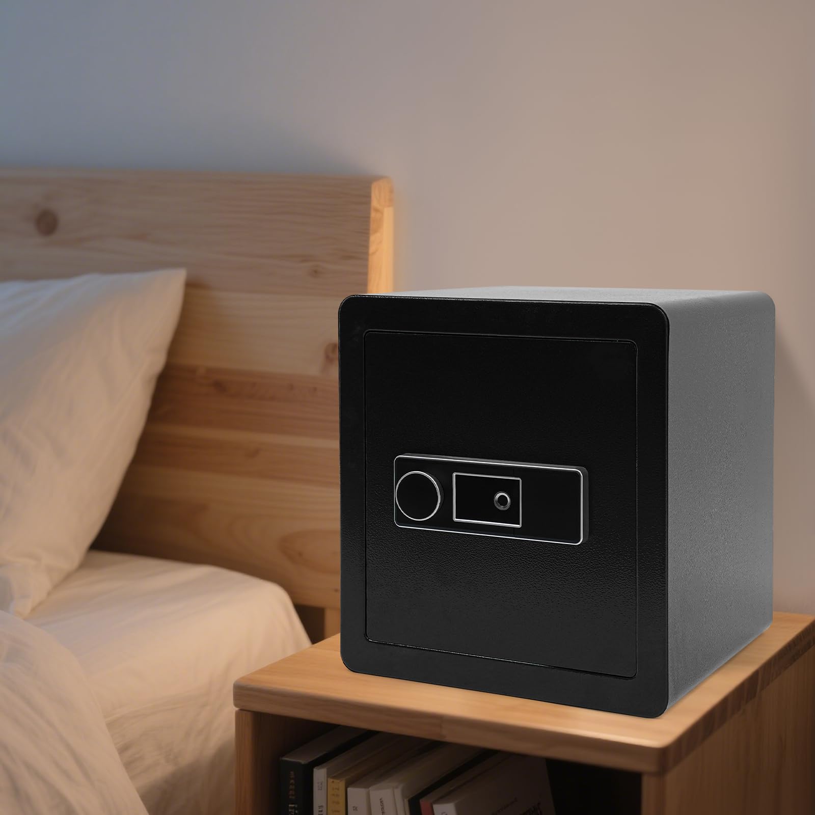 Coffre-fort | Coffre-fort pour la maison | Coffre-fort élégant pour empreintes digitales | Coffre-fort en acier 45 l avec scanner semi-conducteur | Déverrouillage des clés et des empreintes digitales