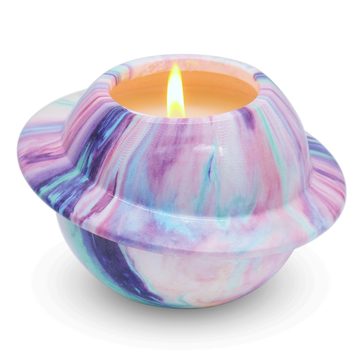 Premium Scented Candle - Peony and Cherry Blossoms, 8-Ounce jar, Pink Planet Ceramic, 100% Natural Soy, Non-Toxic, Ideal for Aromatherapy, Gifts, and