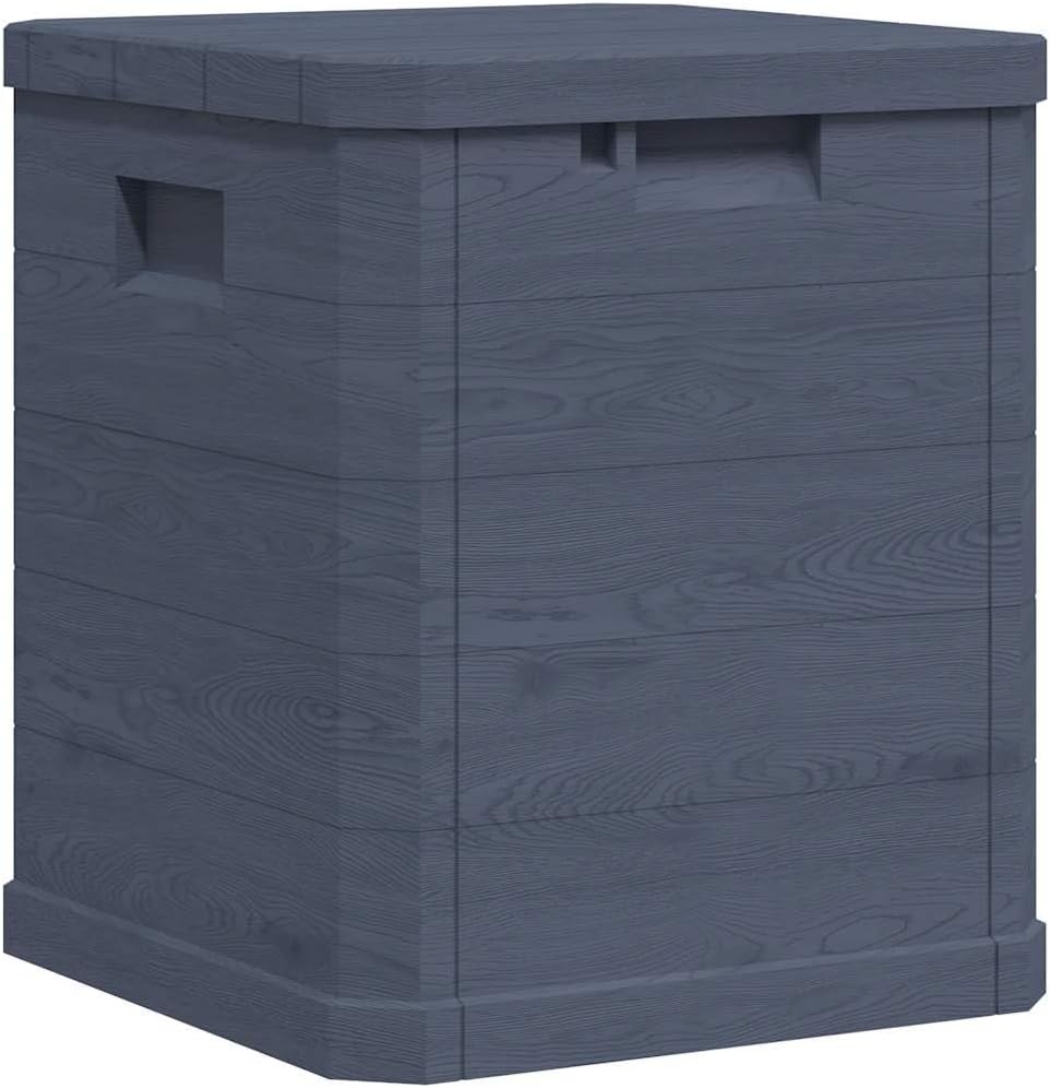 90L Garden Storage Box Anthracite, 16.7 x 16.7 x 19.7 in Wood Grain Deck Box, Robust Resin Outdoor Storage Chest for Patio Balcony Garage