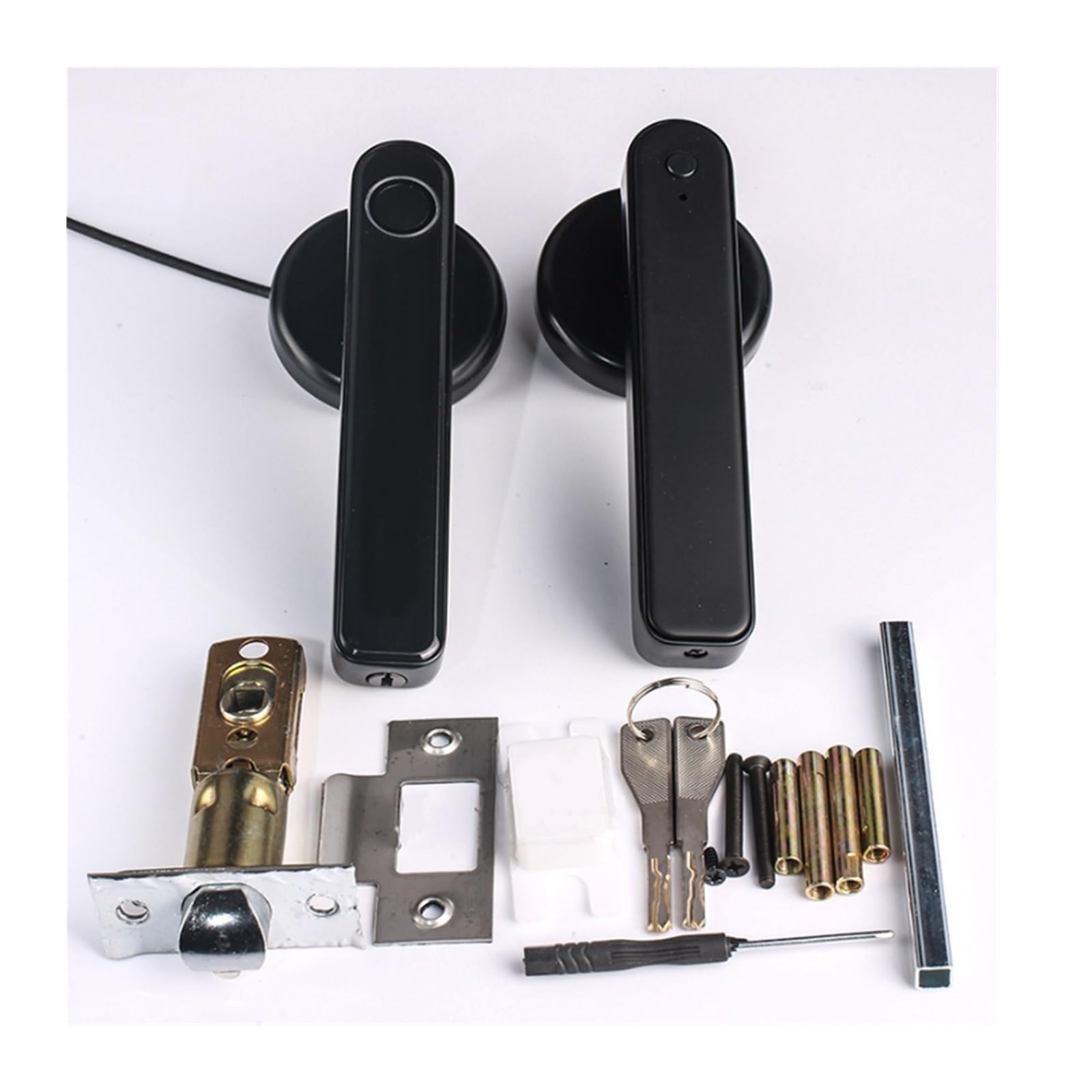 Cerradura inteligente, Cerradura de manija puerta inteligente con huella dactilar, contraseña, desbloqueo llave, energía emergencia for casa, apartamento, oficina(Silver,Regular)