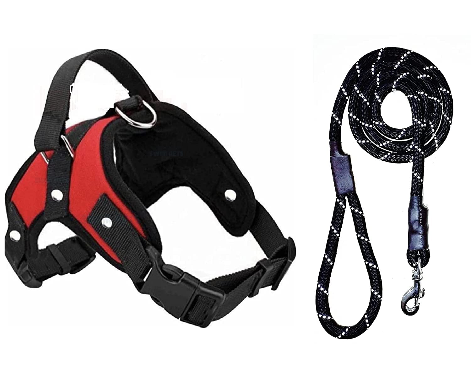 Smart Pups Vest Harness for Dogs Large Size with Padded Black Rope Leash Comfortable &Breathable & Durable -Dog Harness for Large German Shepherd Vest Harness for Dog (B0BVYVW4P9) Amazon Price History, Amazon Price Tracker