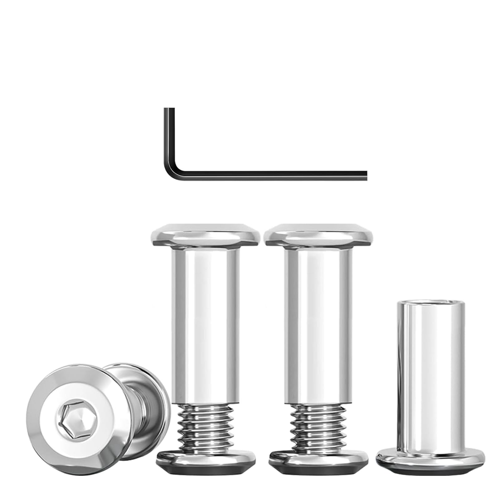 10 Stück Verbindungsschrauben M6 x 25 mm, Edelstahl A2 V2A, Möbelschrauben Hülsenmutter mit Innensechskantschlüsseln, Möbelverbinder Schrankverbinder Eignen Sich zum Verbinden von Holzbrettern