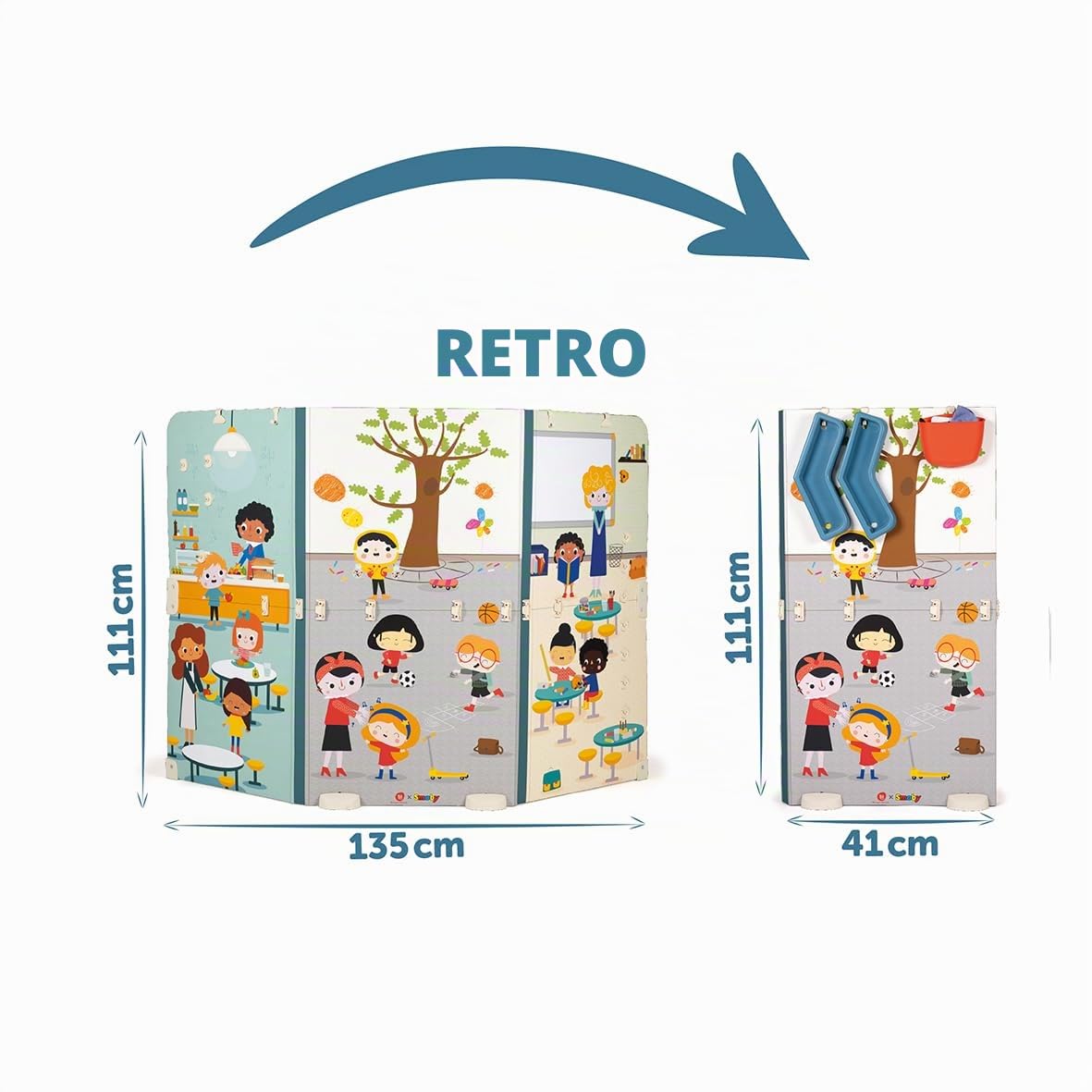 Smoby - Scuola - Aula - Studente/Insegnante - Trittico - Numerosi accessori - Dai 3 anni - Prodotto in Francia