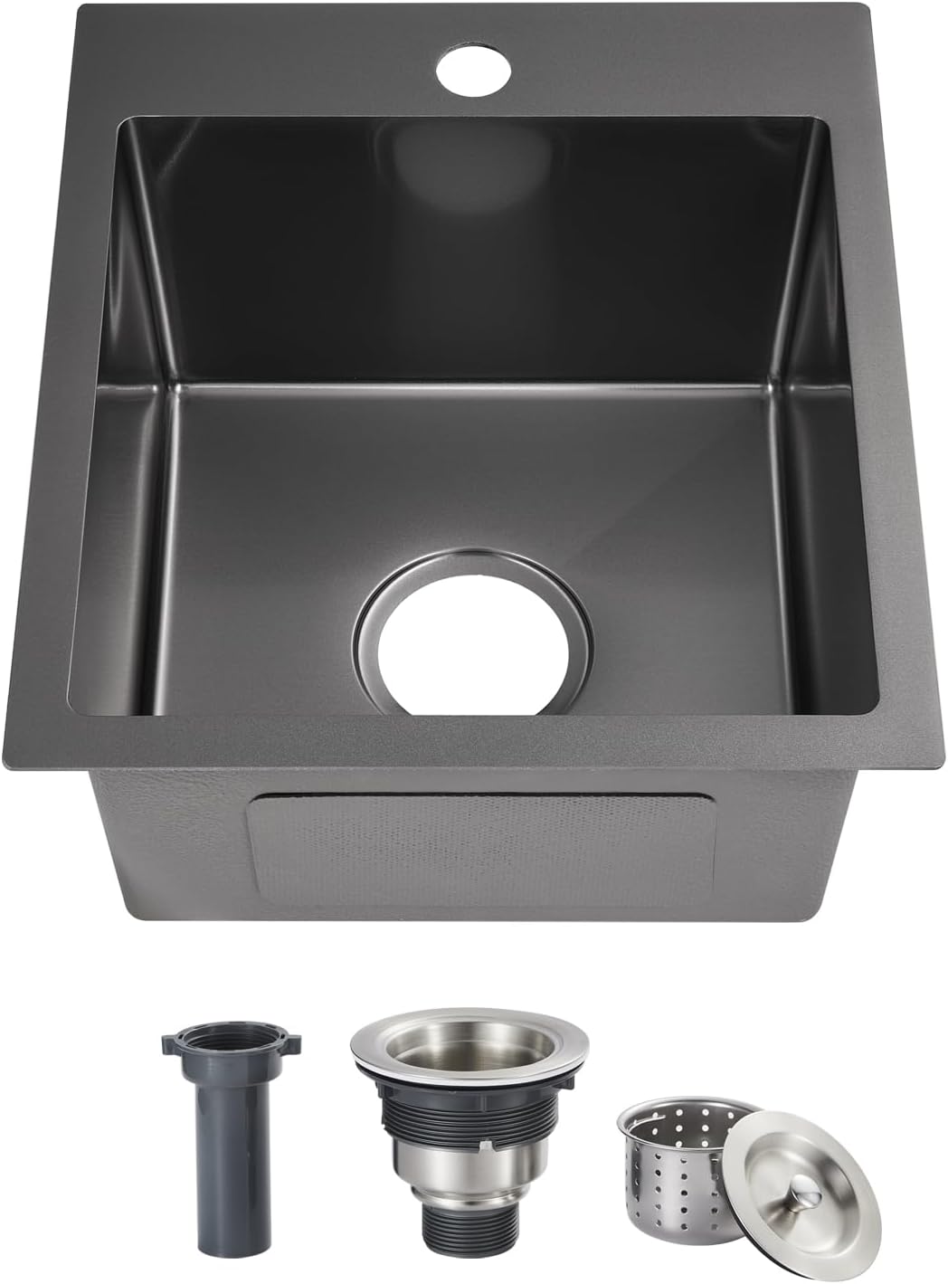 ROVOGO 15 x 17 x 8 in. Drop in Kitchen Sink Single Bowl, Black Prep